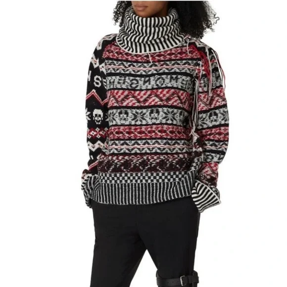 Monse red fairisle wool sweater